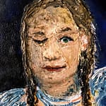 Greta Tintin The Winker - character portrait in Balancing the 666 artwork by Federico Garcia - Curvist Art movement