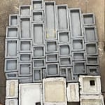 "Technical process showing the customized modular canvas system created for the 'Twin Particles' artwork. This innovative approach allows the artwork to physically curve and transform, breaking free from traditional rectangular constraints and embodying the Curvist philosophy of organic, flexible structures that mirror natural patterns."