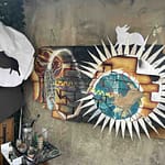 Samsaragammon Game Board Complete - The 36-section Wheel of Samsara featuring continents, radiating paths, and holographic imagery ready for meditative gameplay.