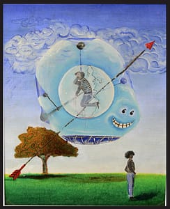 Nube Come Gente (The Man-Eater Cloud) - Award-winning abstract oil painting by Federico García, 1980