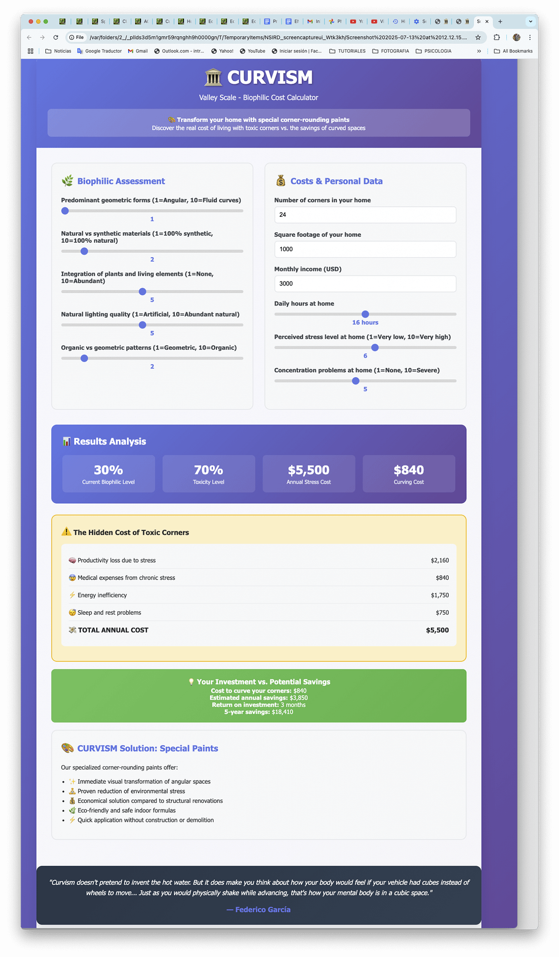 Curvism Cost Calculator Preview