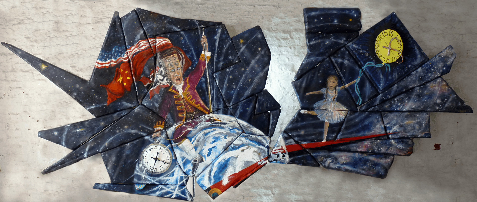Balancing the 666 - completed painting by Federico Garcia - pioneering Curvist Art work breaking free from square frames